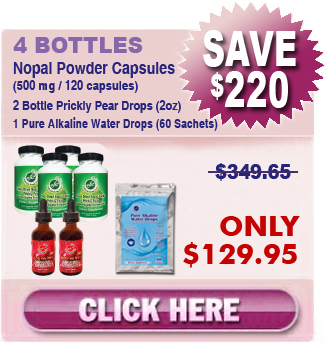 Existing Client - 4 Bottles Freeze Dried Nopal Powder Capsules & 2 Bottles Prickly Pear Drops & 1 Pure Alkaline Water Drops With Coral Calcium